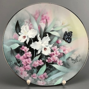 Hand painted and signed plate "Sapphire Wings", limited edition