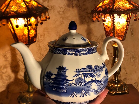 Vintage Ringtons Blue Porcelain Teapot - 20th Century English
