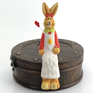 Hand crafted ceramic rabbit figurine, vintage figurine, sitting rabbit, ceramic rabbit