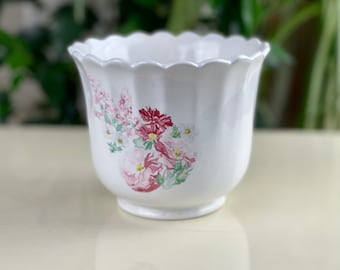 Vintage Floral Porcelain Planter: English Indoor Decor