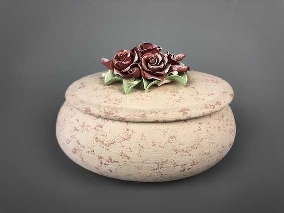 手作り陶器ジュエリーボックス：花柄陶器小物入れ - Etsy 日本