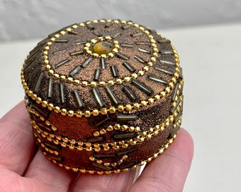 Vintage Handmade Trinket Box: Velvet Lined Jewellery Box