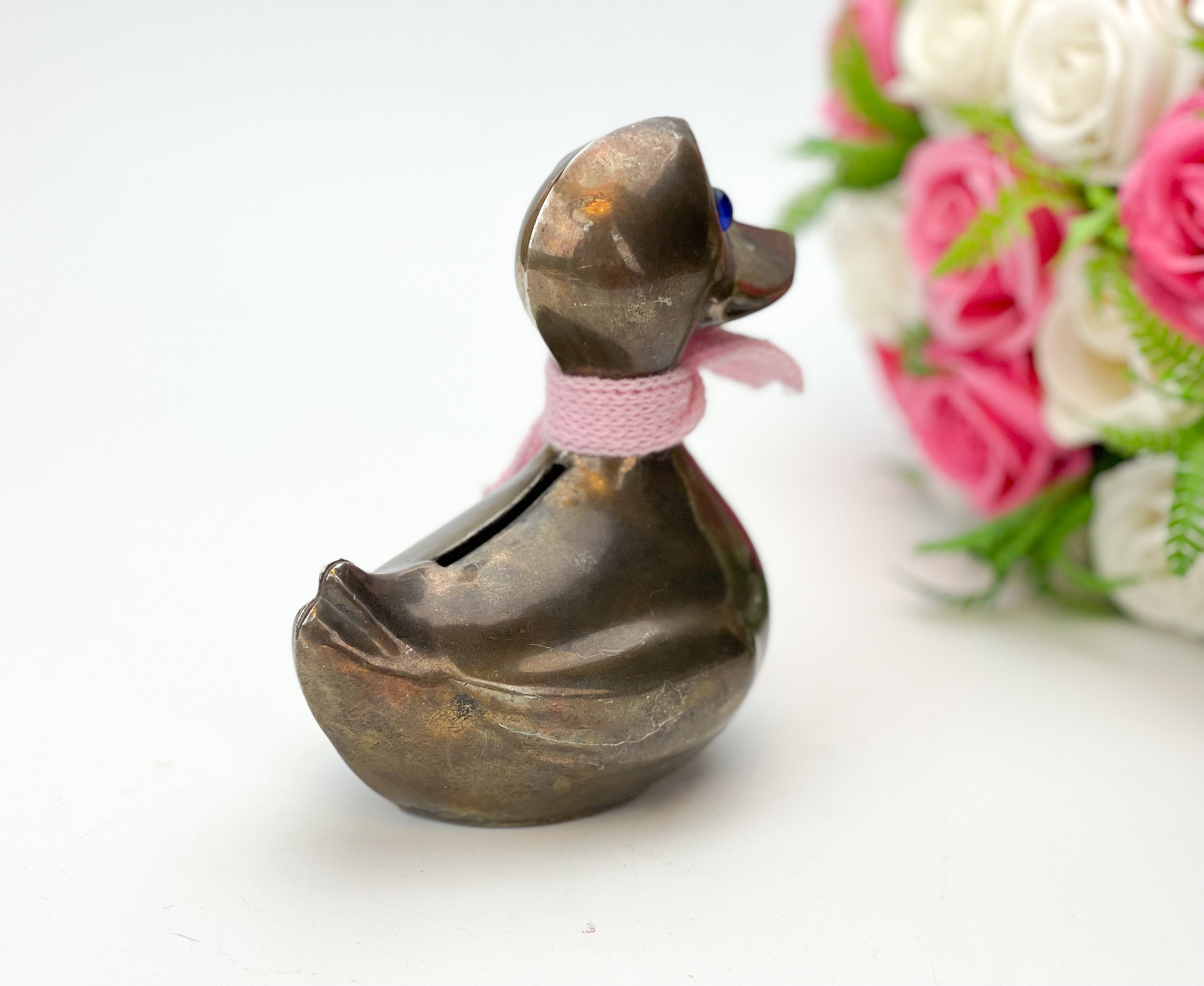 Vintage Metal Duck Coin Bank: Blue-eyed Easter Decor - Etsy