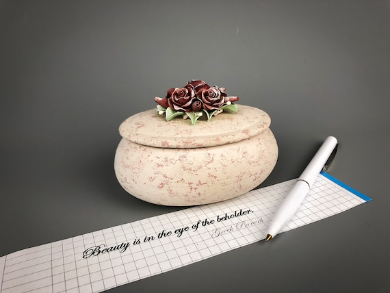 手作り陶器ジュエリーボックス：花柄陶器小物入れ - Etsy 日本