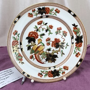 Grimwades-broodbord: handgeschilderd Mecklenburg-bloemen, goudverguld (7,5")