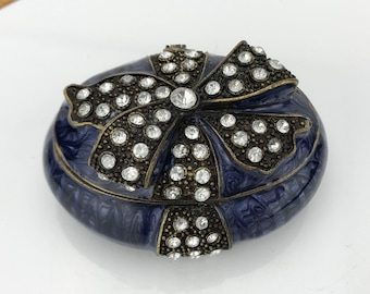 Retro Metal Crystal Trinket Box: Vintage Jewelry Box