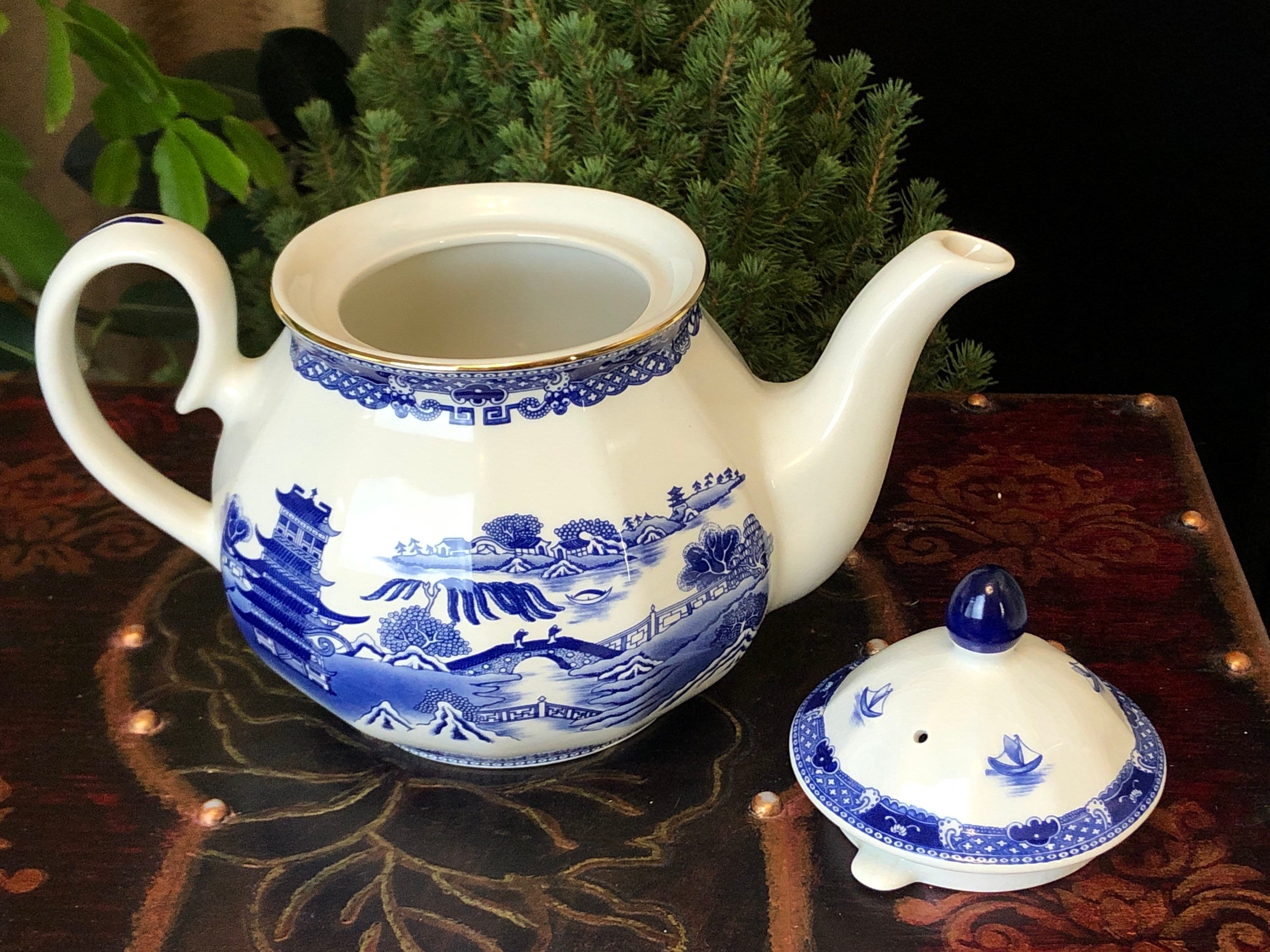 Vintage Ringtons Blue Porcelain Teapot - 20th Century English