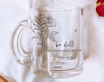 Psalm 46:10 Be Still Birth Flower Mug, Meaningful Scripture Gift, Bible Verse Gifts, Bible Study Gift, Church Friend Gift, Religious