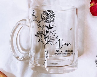 November Birthday Gift, Personalized Birth Flower Mug, November Birth Flower Mug