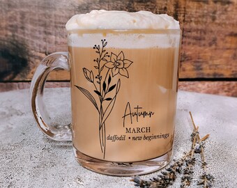 March Birthday Gift, Personalized Birth Flower Bouquet Mug, March Birth Flower, Daffodil Birth Flower, March Birth Month