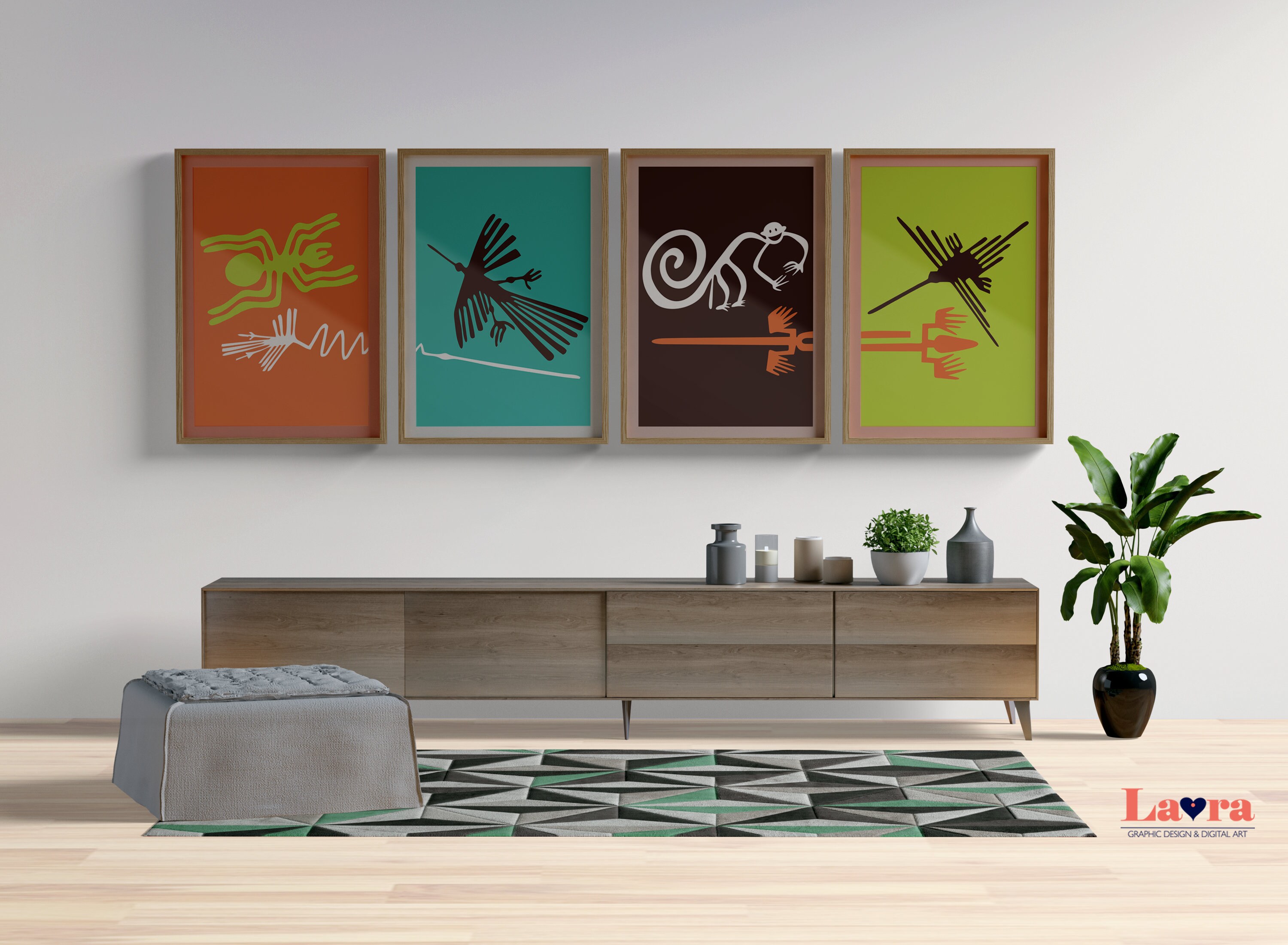 Nazca Linesset 4 Peruvian Nazca Art Wall Art Nazca Lines Etsy Canada