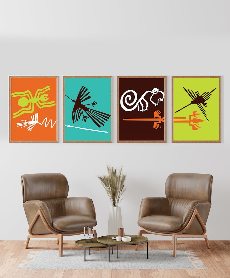 Nazca Linesset 4 Peruvian Nazca Art Wall Art Nazca Lines Etsy Canada