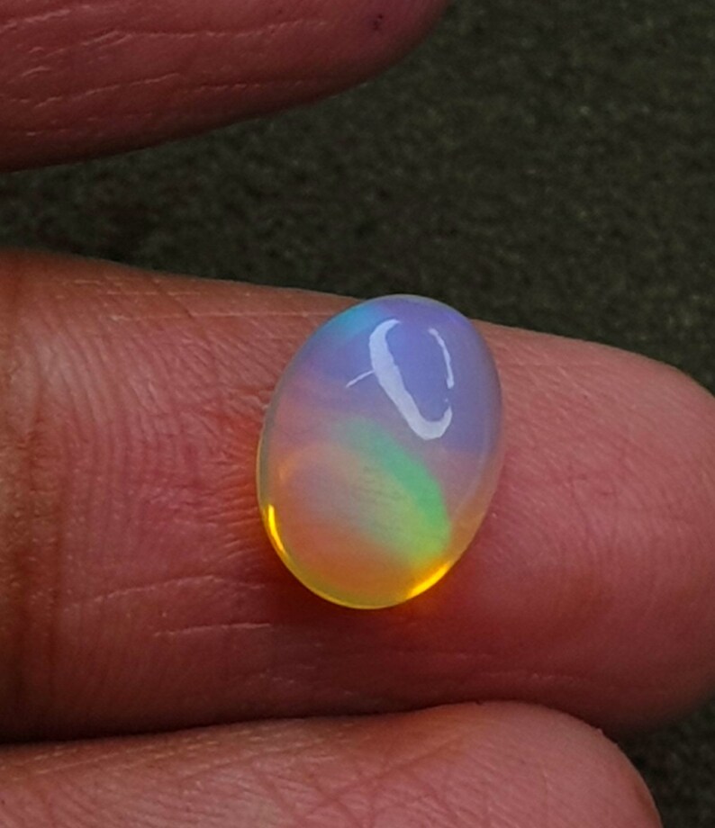Natural White Welo Opal Beautiful Multi Fire Eithiopian Multi Opal Size 10X8X6 mm Cts 2.20 Oval Shape Opal Cabochon Gemstone Jewelry Making