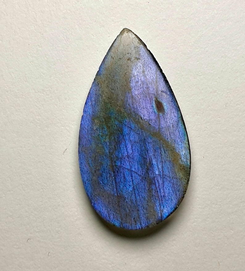 Rare Amazing Purple Color Labradorite Pear Cabochon Beautiful Fire 28X16X3.5 mm 12.20 Cts Flat Back Cabochon Natural Labradorite Cabochon