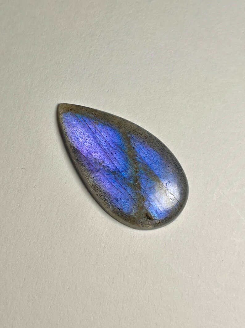 Rare Amazing Purple Color Labradorite Pear Cabochon Beautiful Fire 28X16X3.5 mm 12.20 Cts Flat Back Cabochon Natural Labradorite Cabochon