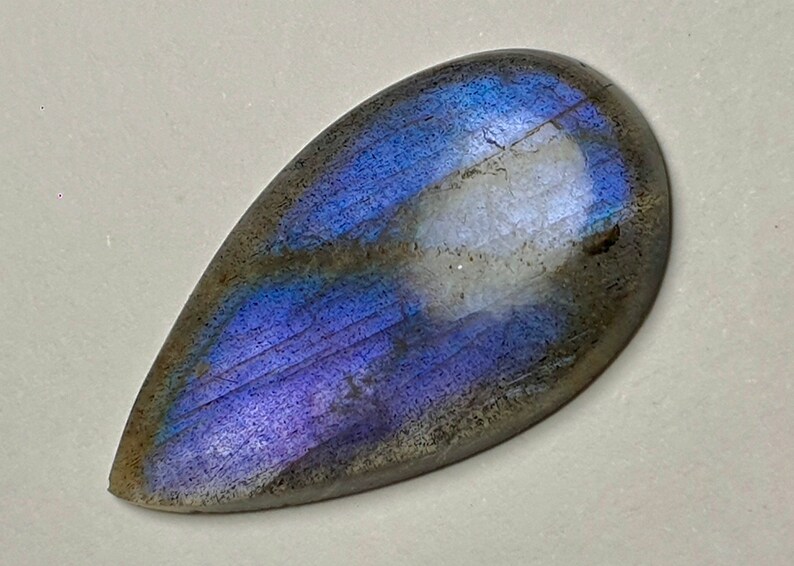 Rare Amazing Purple Color Labradorite Pear Cabochon Beautiful Fire 28X16X3.5 mm 12.20 Cts Flat Back Cabochon Natural Labradorite Cabochon
