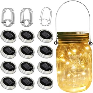 Details about   3 Pack Solar Powered Mason Jar Lid Light 20 LED Fairy Light String Lights Garden