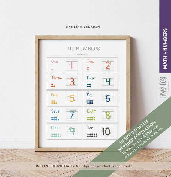 1-10 Numbers Chart Count to 10 Printable Numbers Counting - Etsy