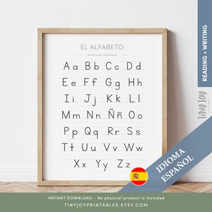Spanish Alphabet Poster, Handwriting Chart, ABC Print, Educational Art, Kids Room Decor, Homeschool Classroom Decor, Instant Download