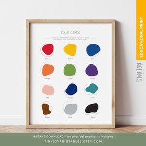 Impresión educativa de colores, póster a color, arte mural imprimible, póster Montessori, decoración para el hogar, decoración para el aula del profesor, descarga digital