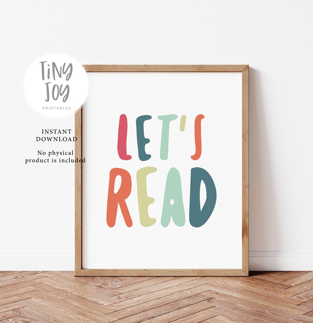Let's Read Print, Printable Art, Lets Read Sign, Playroom Poster ...