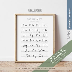 Alphabet Poster, Handwriting Chart, ABC Print, Educational Art, Kids Room Decor, Homeschool Classroom Decor, Instant Download