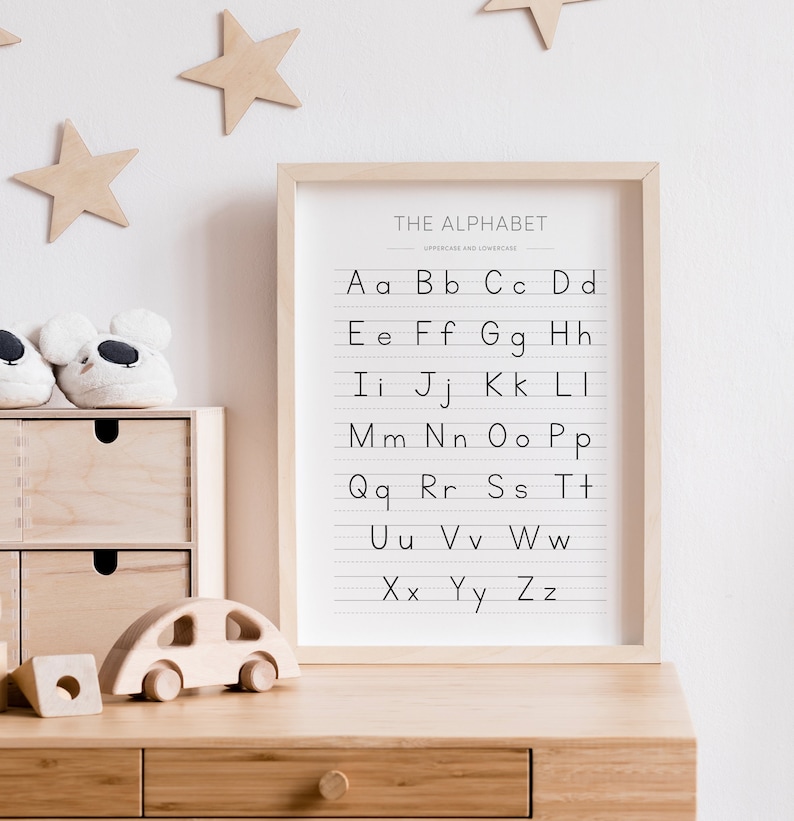 Alphabet Poster Handwriting Chart ABC Print Educational - Etsy