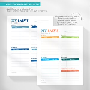 Baby Schedule Template, Baby Printable, Tracker Printable, Daily Baby ...