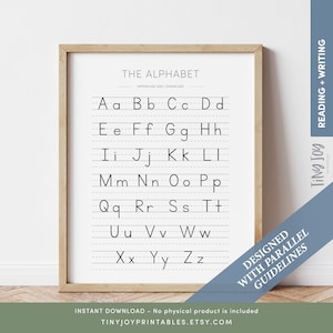Alphabet Poster, Handschrift Diagramm, ABC Print, Lernmittel, Kinder Dekor, Homeschool Klassenzimmer Dekor, Instant Download