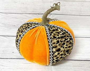 Calabaza de guepardo, calabaza de tela, calabaza de terciopelo, calabaza de pedrería, accesorio de corona