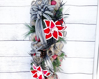 Swag de Poinsettia, Swag de Navidad, Swag de Vacaciones, Swag de Pascua de Navidad, Swag de Invierno