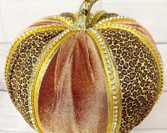 Calabaza de tela, calabaza de terciopelo, accesorios de corona, calabaza de pedrería