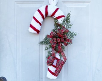 Percha De Puerta Candy Cane, Decoración De Temporada, Decoración Navideña, Percha De Puerta De Navidad, Percha De Puerta Navideña.