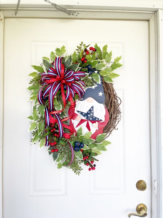 Patriotic Grapevine, Patriotic Gnome Wreath, Patriotic Wreath, Gnome Wreath, 4th Of July Wreath