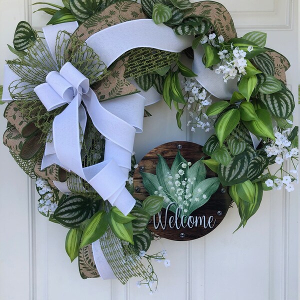 Everyday Wreath, Farmhouse Decor, Welcome Wreath, Greenary Wreath, Door Decor
