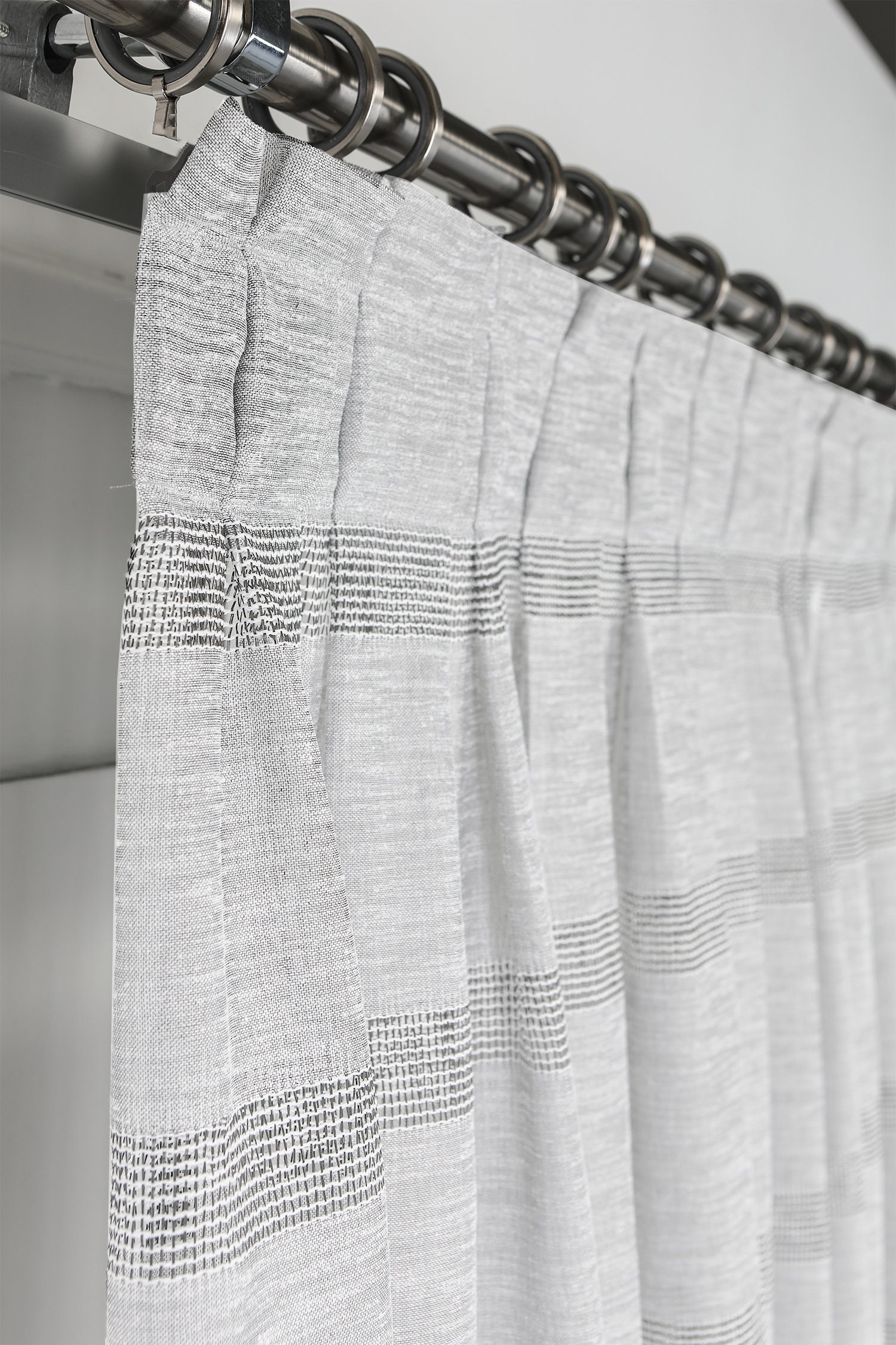 Semisheer Gauze Curtain With Minimal Detail of Fiber Textured Etsy Ireland