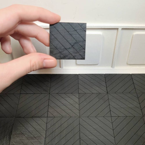 36Pcs Miniature Dollhouse Flooring - Black & White Wooden Floor Boards For DIY Dollhouse