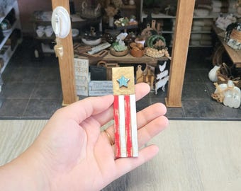 Miniature 4th of July Sign/Board - (1pc) Dollhouse, 1:12, Sign Furniture, Garden, United States, Outdoor Decor, Summer, Veterans, Holiday