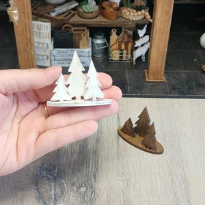 Miniature Dollhouse Three Christmas Trees (1:12 Scale) - Dollhouse Miniatures, Fairy Garden, Fairy House, Dollhouse Accessories, Holidays