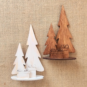 Miniature Dollhouse Two Christmas Trees and Two Presents (1:12 Scale) - Dollhouse Miniatures, Winter, Fairy House, Accessories, Holidays