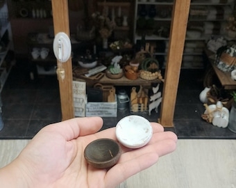 Miniature Large Wooden Bowls (1pc) - Decorations, Dollhouses 1:12,1/6 Furniture, Wood, Accessories, Food, Kitchen, Rustic, Mini Food