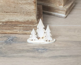 Miniature Dollhouse Three Christmas Trees (1:12 Scale) - Dollhouse Miniatures, Fairy Garden, Fairy House, Dollhouse Accessories, Holidays