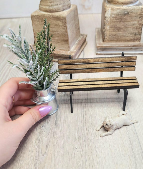 Mini Wood Bench Dollhouse Supply Outdoor Furniture Decor Fairy Garden Accessory Mini Wood Bench Dollhouse Supply Outdoor Furniture Decor Fairy Garden Accessory