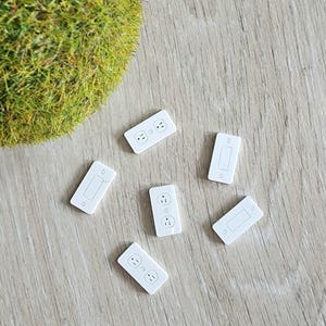 Miniature Power Outlet and Light Switches (6pc) - 1:12, Dollhouse Furniture, Fairy Garden, Modern, Appliances, House Decor, Accessories