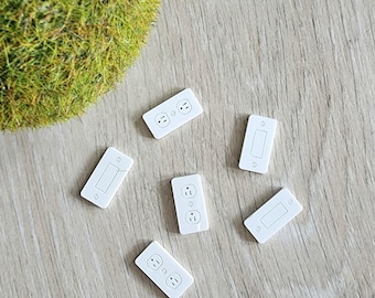 Miniature Power Outlet and Light Switches (6pc) - 1:12, Dollhouse Furniture, Fairy Garden, Modern, Appliances, House Decor, Accessories
