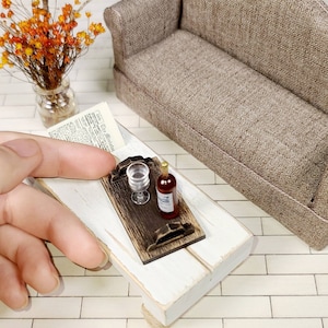 Miniature Wooden Food Tray - Decorations, Dollhouses, Miniatures 1:12, Dollhouse Furniture, Wood, Fairy Garden, Decorations, Mini Food