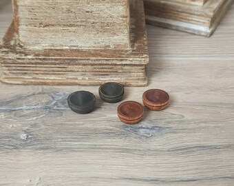 Miniature Wooden Bowls (2)- Decorations, Dollhouses 1:12, Dollhouse Furniture, Wood, Accessories, Food
