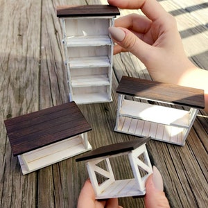 Miniature Dollhouse Furniture - 1:12 Scale, Miniatures, Fairy Garden, Accessories, Decorations, Doll Furniture, DIY, Distressed White