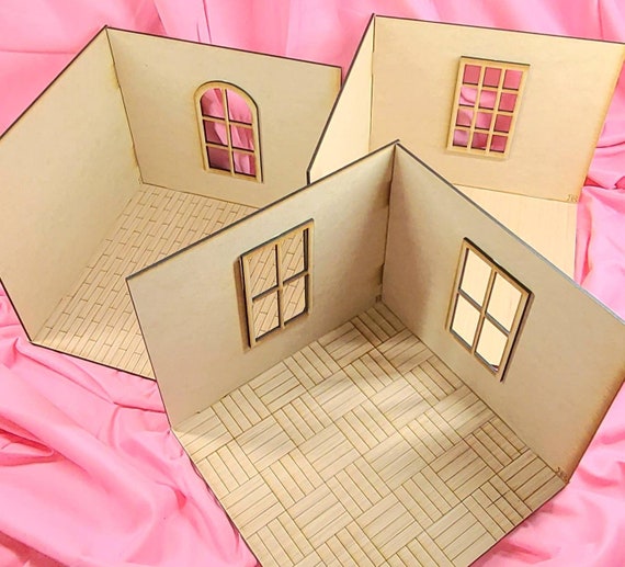 Dollhouse Miniature Room Box DIY 2 Walls dollhouse Miniatures, Fairy House,  Dollhouse Accessories, Mini Wall Art, Terrains, 1:12 