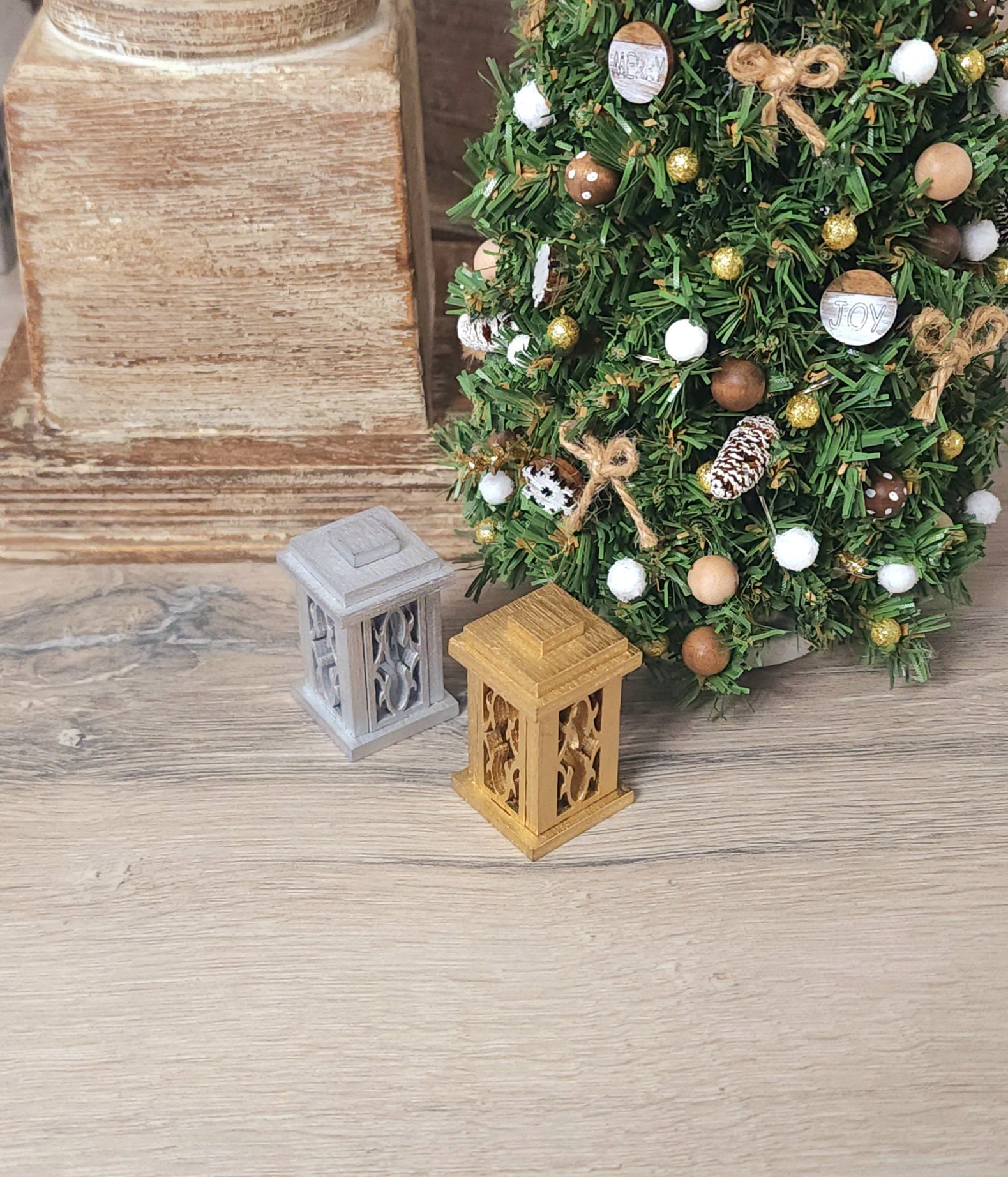Miniature Frosted Christmas Pine Trees: 5cm - 2pc Miniature Frosted Christmas Pine Trees: 5cm - 2pc